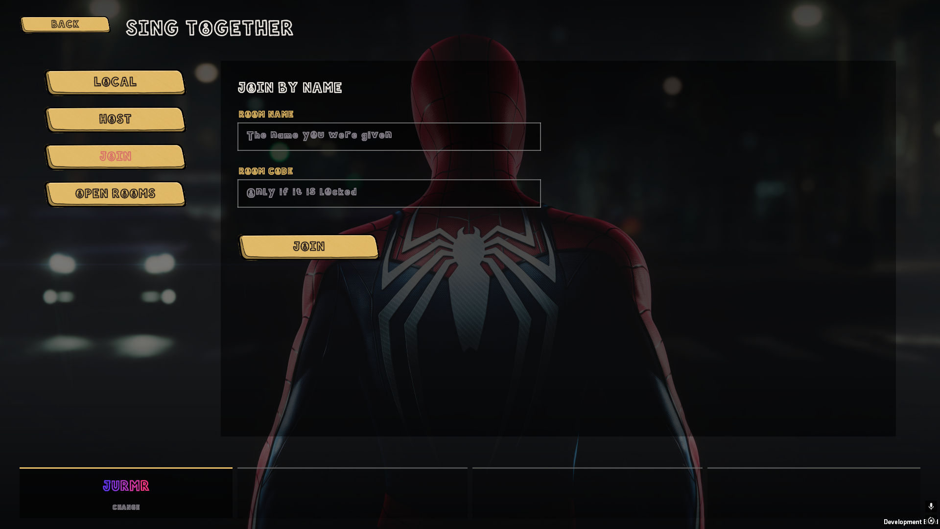 The Join by Name form, asking for a room name and a code only if the room is locked.